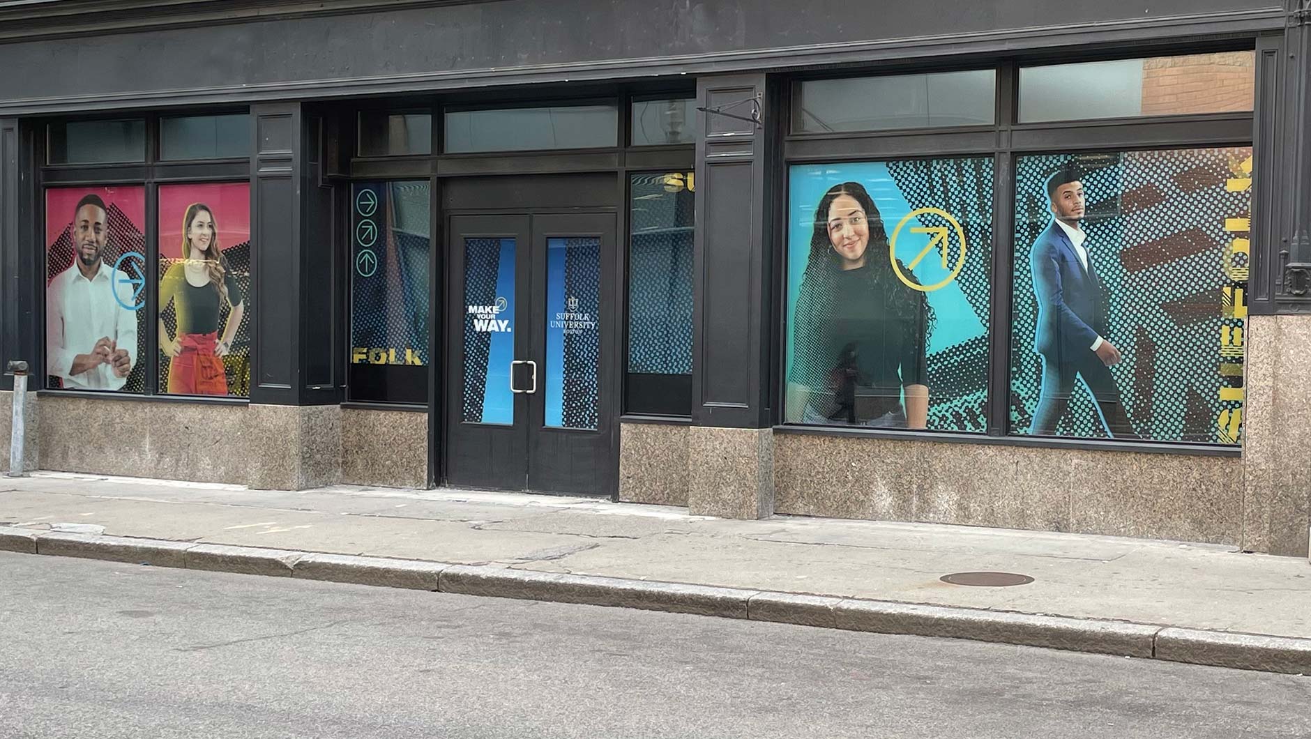 graphics installed in the windows at 515 Washington Street