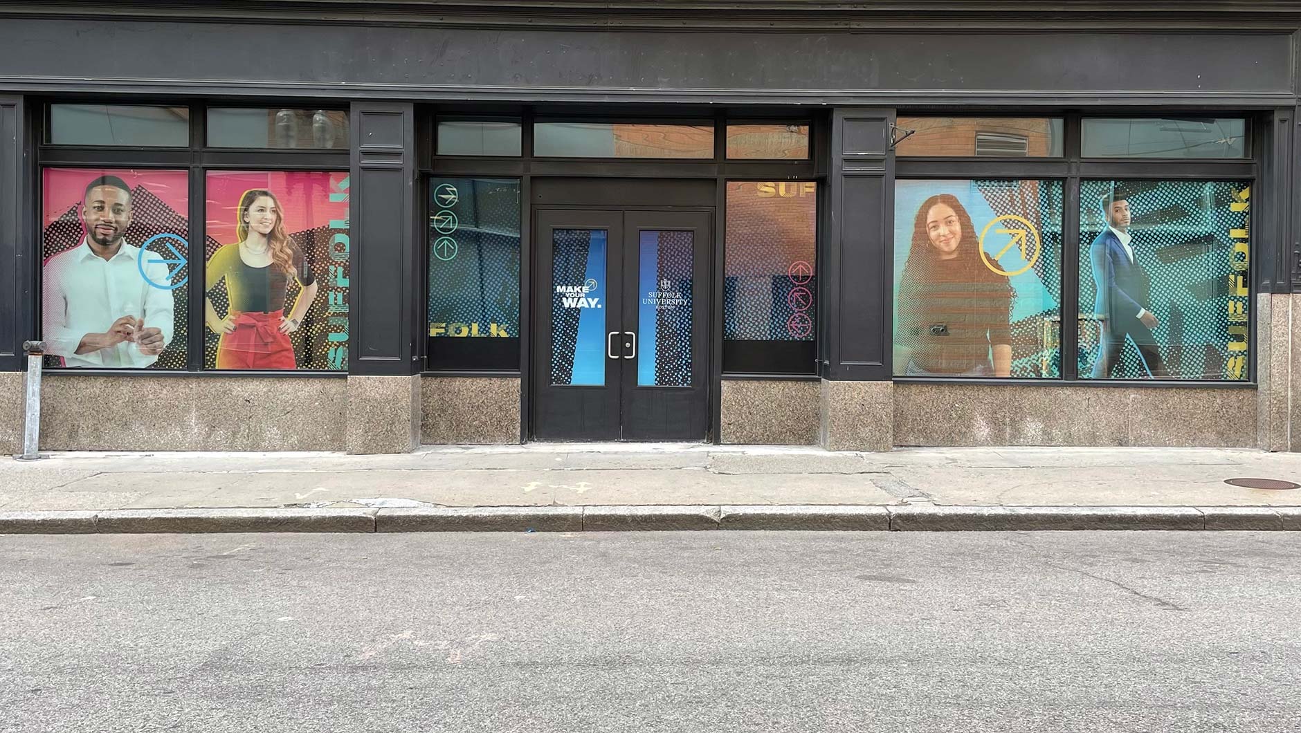 graphics installed in the windows at 515 Washington Street