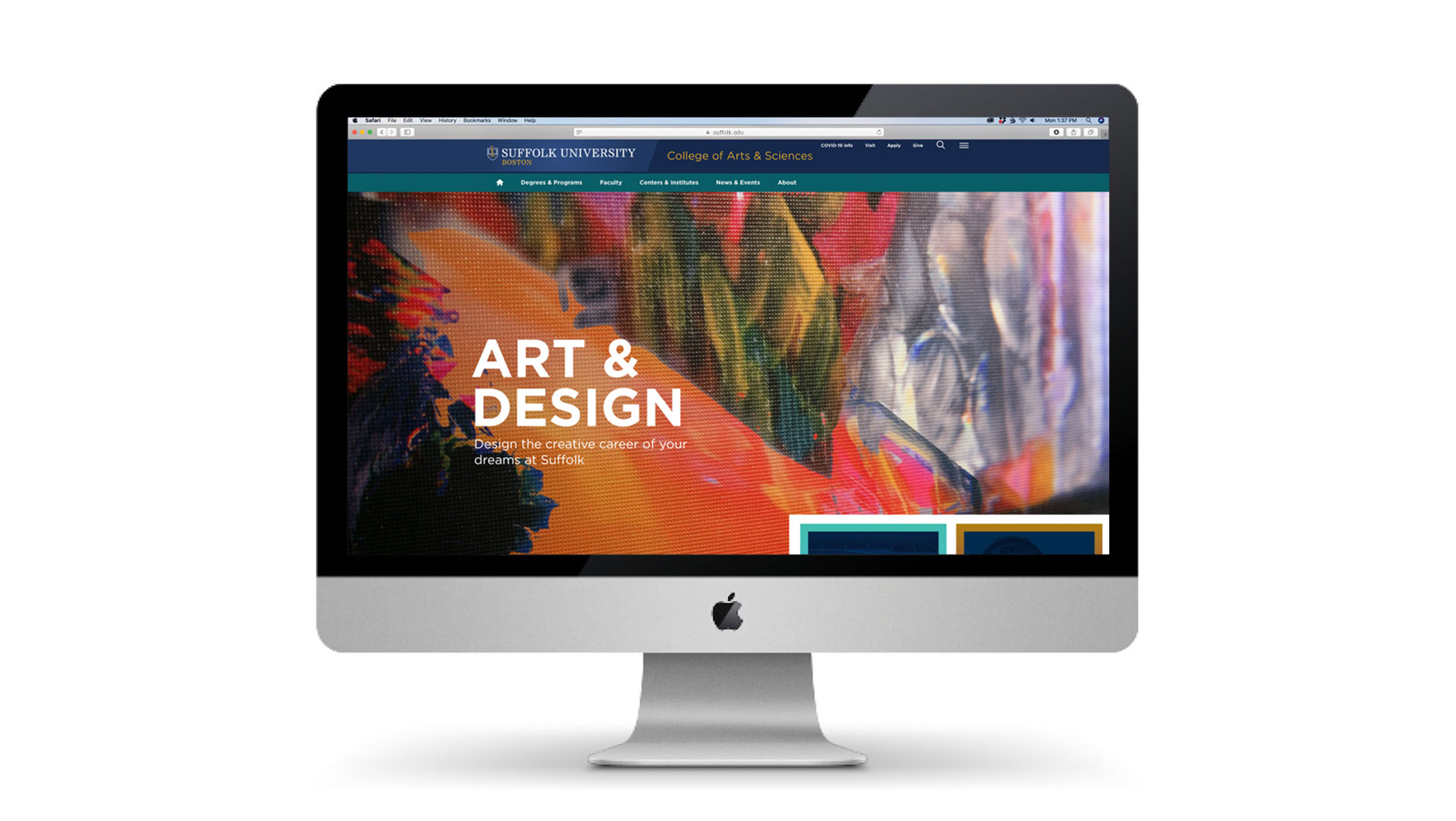 homepage of the Art and Design section of the Suffolk University website