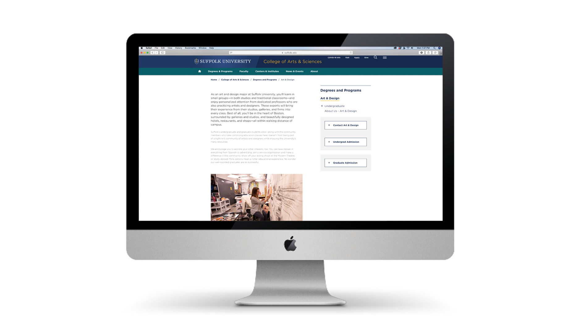 further down the homepage of the Art and Design section of the Suffolk University website