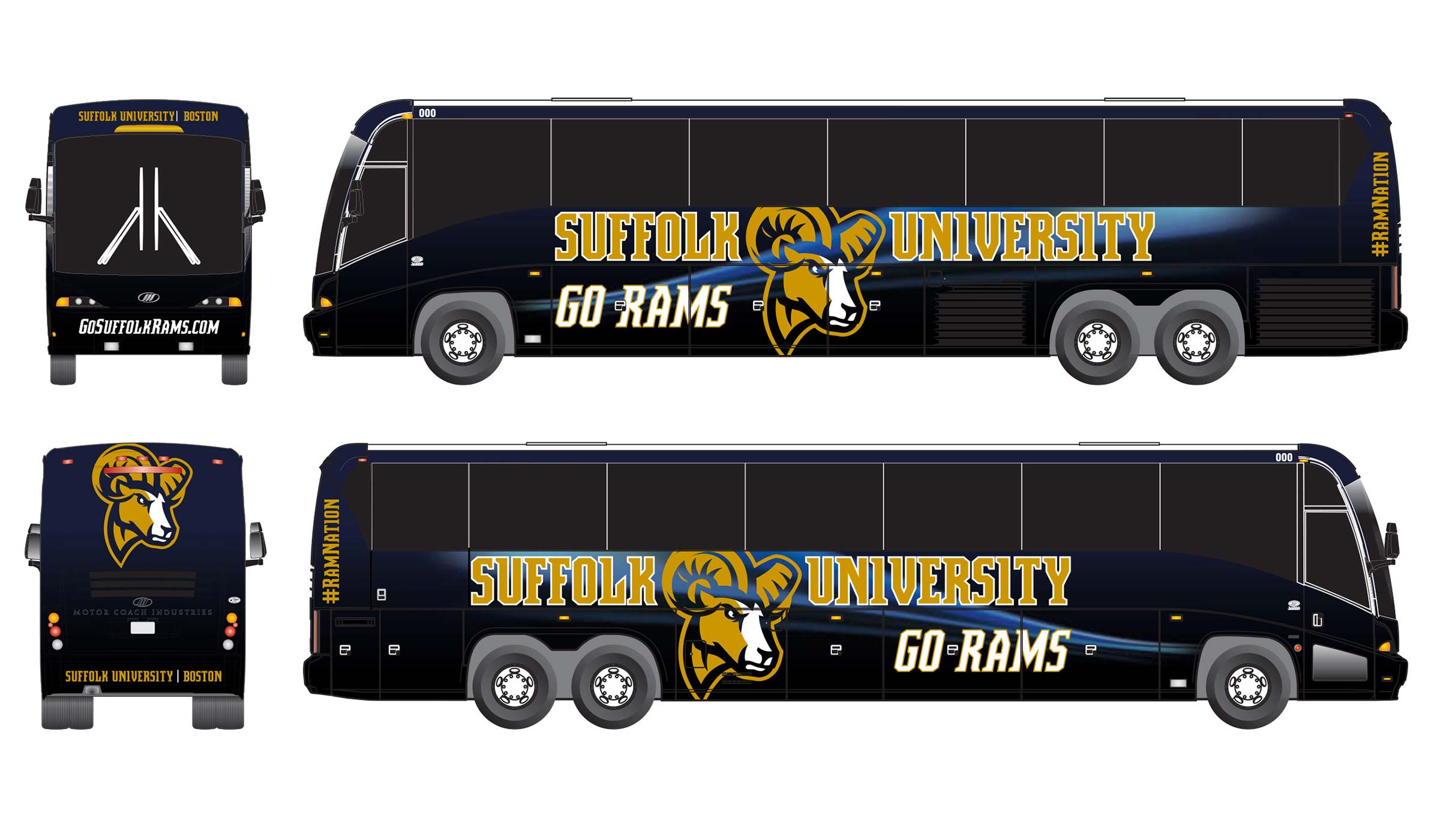 mock up of bus wrap from all 4 sides