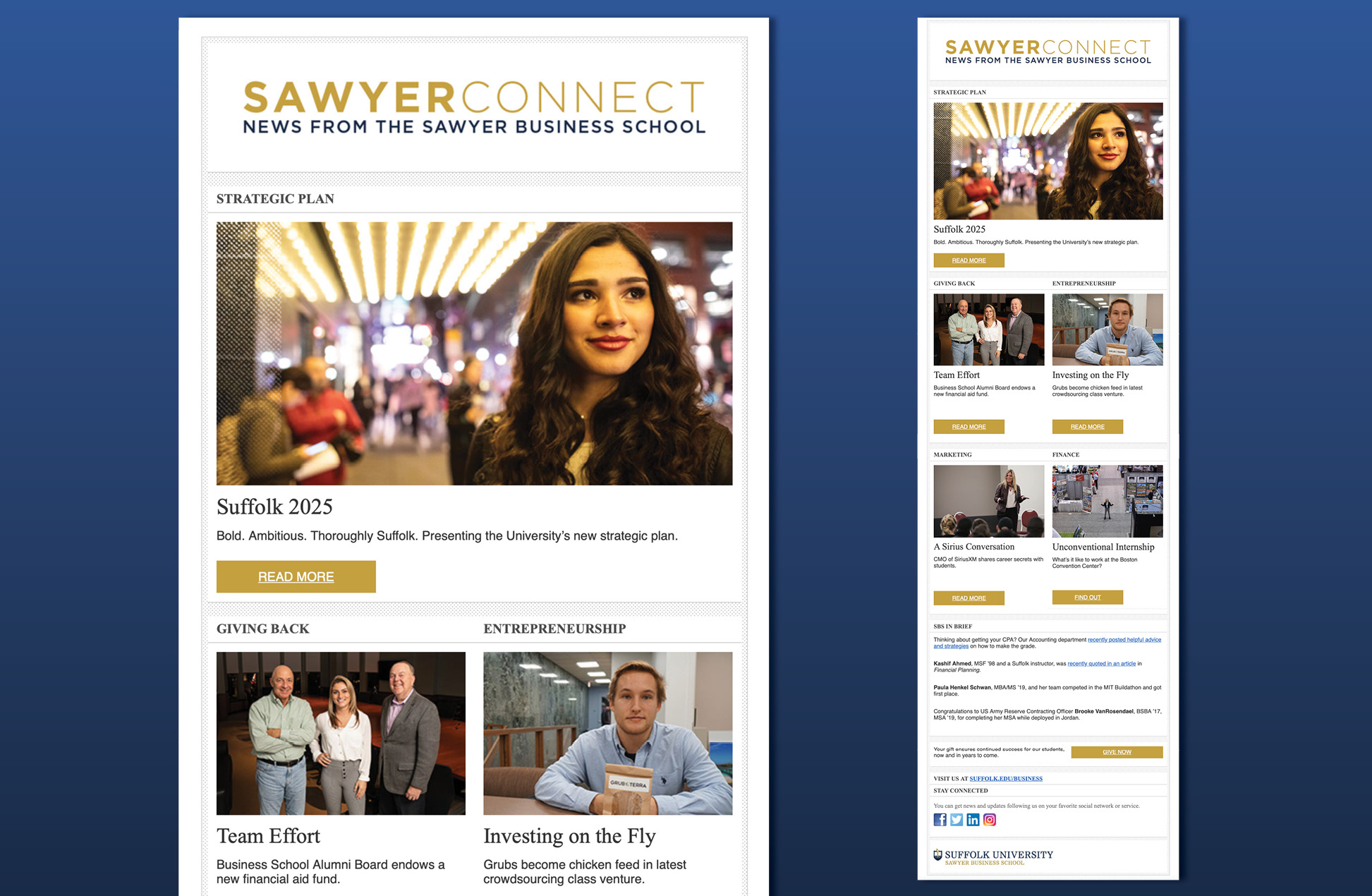 Sawyer Connect Email Newsletter screen shots