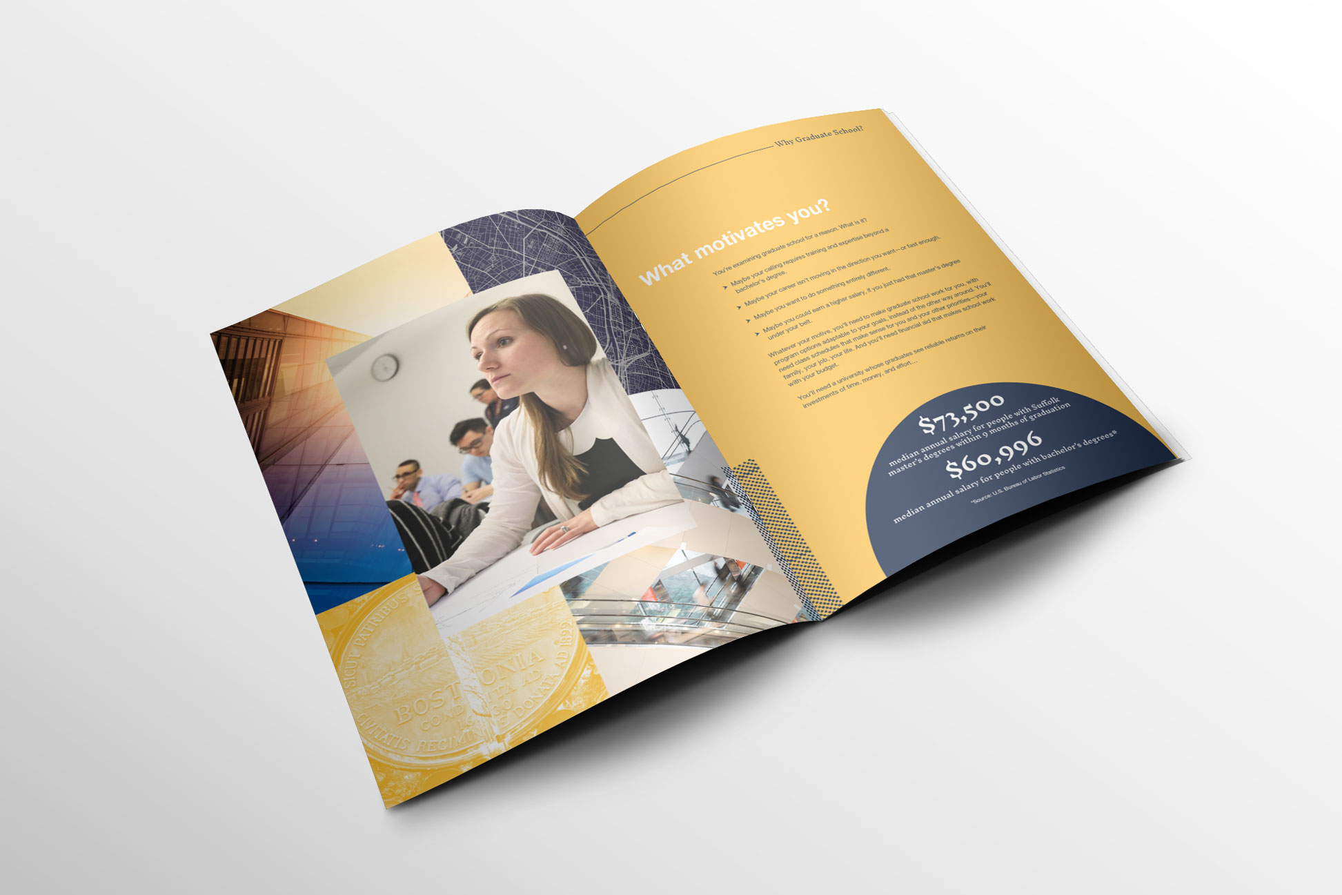 opening spread of the brochure featuring a photo collage and introductory text