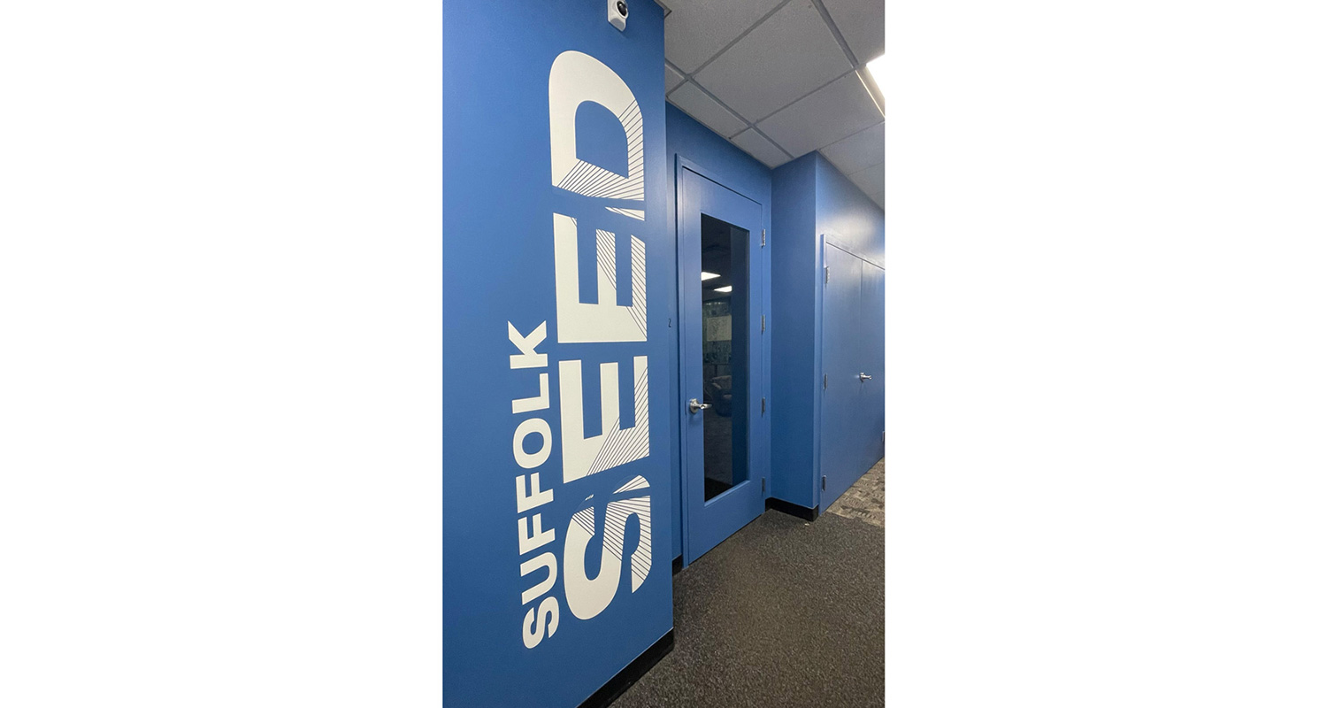 branded entrance to the Suffolk SEED space