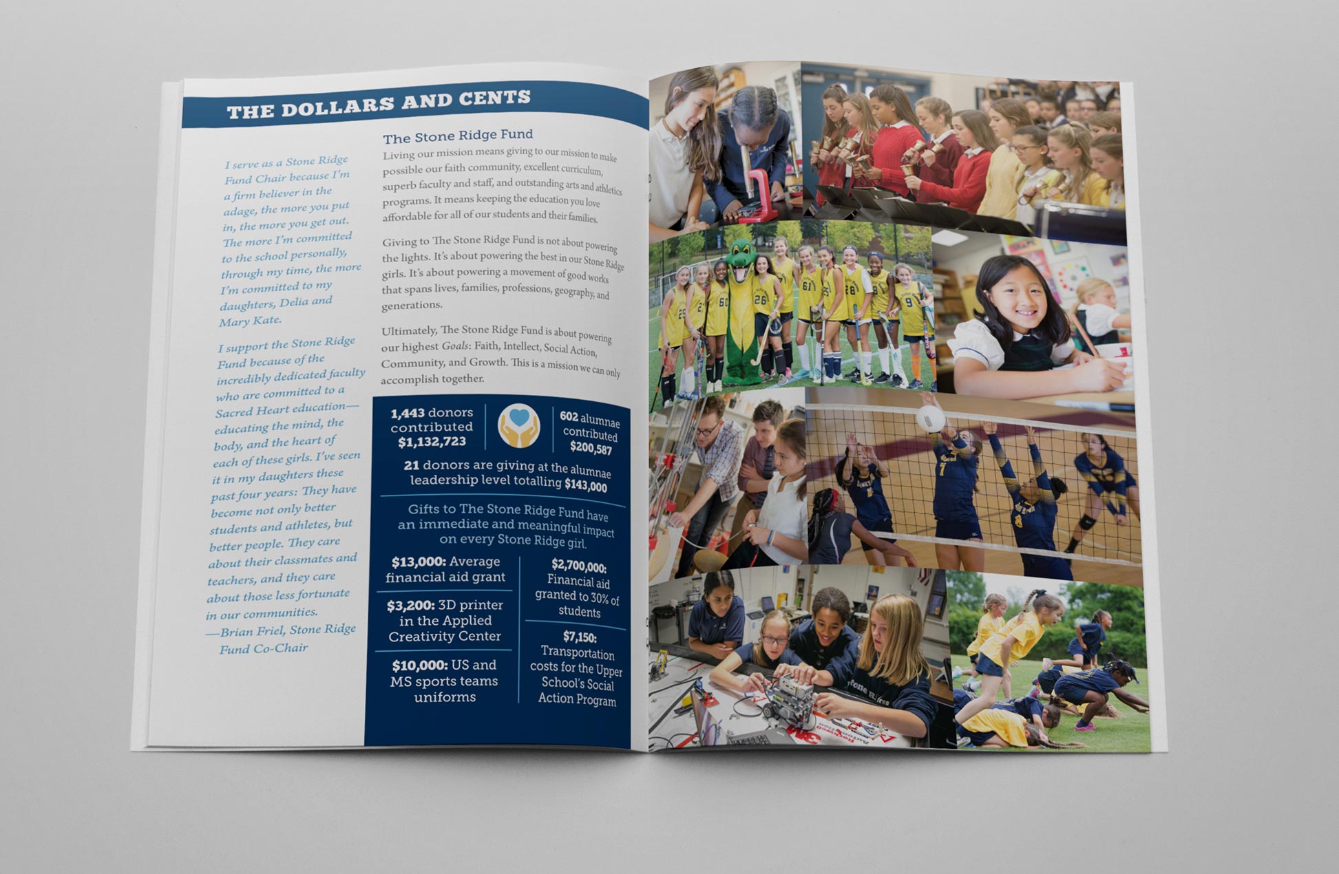 inside spread of the booklet featuring a photo collage and text